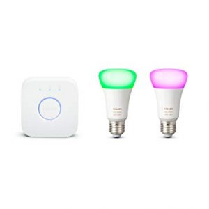 Philips Hue Bluetooth Pack 2 Bombillas Inteligentes LED E27 y Puente, Luz Blanca y de Colores, Compatible con Alexa y Google Home