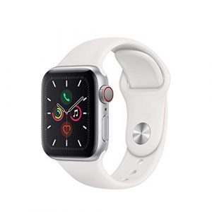 Apple Watch Series 5 (GPS + Cellular, 40 mm) Aluminio en Plata – Correa Deportiva Blanco