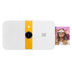 KODAK Smile Cámara Digital impresión instantánea, Cámara de 10 MP deslizable con Impresora Zink 2×3, Pantalla, Enfoque Fijo, Flash automático y edición de Fotos, Blanco/ Amarillo