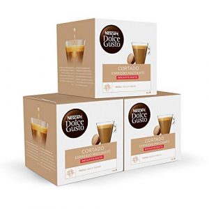 Nescafé DOLCE GUSTO Café CORTADO DESCAFEINADO, Pack de 3 x 16 Cápsulas – Total: 48 Cápsulas