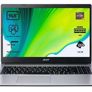 Acer Aspire 3 A315-23 – Portátil 15.6″ FullHD (AMD Ryzen 3-3200U, 4GB RAM, 128GB SSD, UMA Graphics, Sin Sistema Operativo), Color Plata – Teclado QWERTY Español