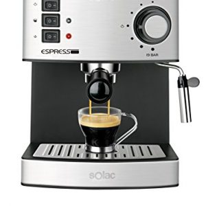 Solac CE4480 Espresso-Cafetera de 19 Bares con vaporizador, 850 W, 1.25 litros, 0 Decibeles, Acero Inoxidable