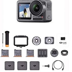 DJI Osmo Action Prime Combo – Cámara Digital con Kit de Accesorios y Care Refresh, 12MP 1/2.3″ CMOS, Dos Pantallas, Impermeable hasta 11m, Estabilización Integrada, Foto y Video en 4K HDR – Negro