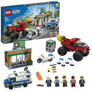 LEGO City Police – Policía: Atraco del Monster Truck, Set de Construcción a Partir de 5 Años, Contiene 2 Minifiguras, Camión Magnético, Banco de Juguete, Furgoneta Policía y Moto (60245)