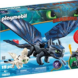 PLAYMOBIL DreamWorks Dragons Hipo y Desdentao con Bebé Dragón, a Partir de 4 Años (70037)
