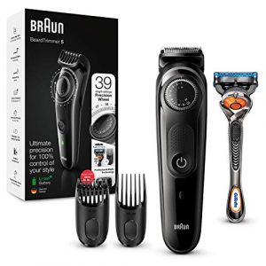 Braun Recortadora de Barba BT5242, Máquina Cortar Pelo, Recortadora de Barba y Cortapelos para Hombre, Cuchillas Afiladas de Larga Duración, Color Negro/Gris
