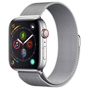 Apple Watch Series 4 (GPS + Cellular) con caja de 40 mm de acero inoxidable en plata y pulsera Milanese Loop en el mismo tono