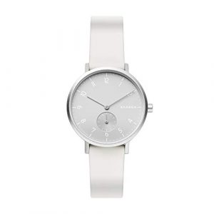 Skagen Reloj Analogico para Mujer de Cuarzo con Correa en Silicona SKW2763, Blanco