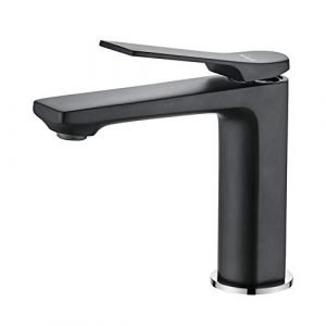 Ibergrif M11004B Praga, Grifo de Baño, Mezclador de Lavabo (1/2″), Negro