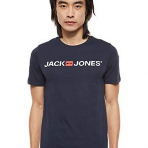 Jack & Jones Jjecorp Logo tee SS Crew Neck Noos Camiseta, Azul (Navy Blazer Detail: Slim Fit), Medium para Hombre