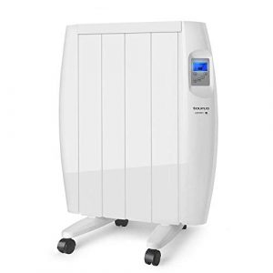 Taurus Tallin 600 – Emisor térmico, Tecnología Seca, Programación Diaria-semanal, Temperatura Hasta 35ºC, Funcionamiento Confort y Económico, Incluye Ruedas y Soporte Pared, 4 Elementos, 600W, Blanco
