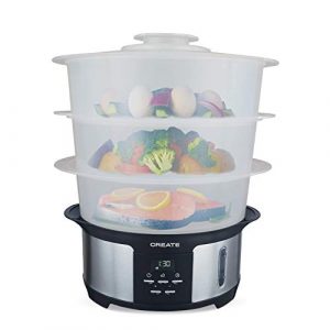 IKOHS Create Pot Steam – Vaporera Eléctrica 1.4L, Cocina hasta 3 Platos a la Vez, 5 Menús Preestablecidos y Modo Manual, Libre de BPA, Fácil de Usar y Limpiar, Cocina al Vapor, Programable