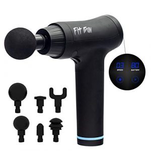 Woxter Fit Gun 2 Black Pistola de Masaje Muscular Massage Gun con Batería de Litio y 6 Cabezales Intercambiables, Masajeador de Mano para deportistas, Estimulación Muscular, Alivio del Dolor Muscular