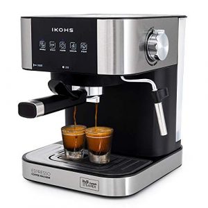 IKOHS Create Cafetera Expresso Automática Thera Stylance Pro – Cafetera Espress para Espresso y Cappuccino, 20 Bares, 1100 W, 1,5 litros, Vaporizador Orientable, Doble Salida, Regulador de Presión