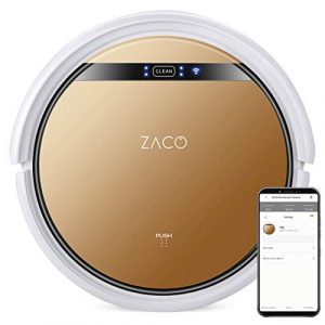 ZACO V5x – 2 en 1 robot aspirador friegasuelos con 4 modos de limpieza, modo Max y sensores inteligentes, con base de carga, app y servicio de voz Alexa, marrón bronce