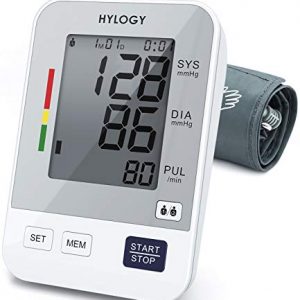 Tensiómetro de Brazo, HYLOGY Tensiómetro de Brazo Digital, 2 Memorias de Usuario(2 * 90), Escala de Colores de Semáforo de la OMS, Validado Clínicamente (Blanco)