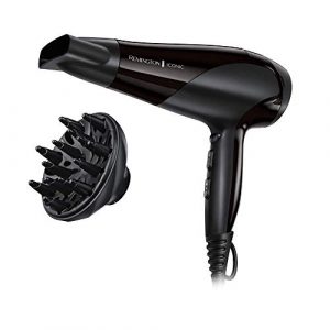 Remington Ionic Dry 2200 – Secador de Pelo, Secador Iónico, Concentrador y Difusor, 2200 W, Negro, D3198