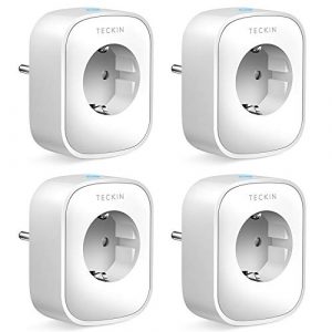 TECKIN Enchufe Inteligente, 16A 3680W Enchufe WiFi Con Monitor de Energía, Compatible con Alexa & Google Home, Enchufe con Control Remoto y Función de Temporizado, Enchufes Inteligentes 4 Packs