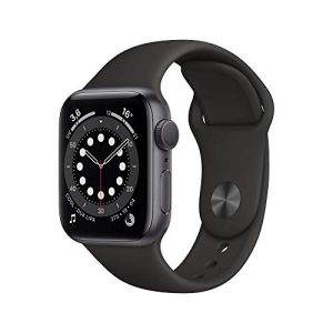 Apple Watch Series 6 (GPS, 40 mm) Caja de aluminio en gris espacial – Correa deportiva negra