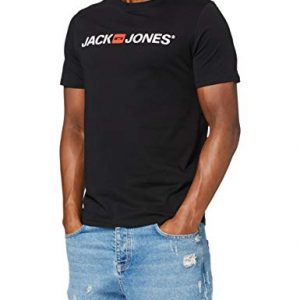Jack & Jones Jjecorp Logo tee SS Crew Neck Noos Camiseta, Negro (Black Detail: Slim Fit), X-Small para Hombre