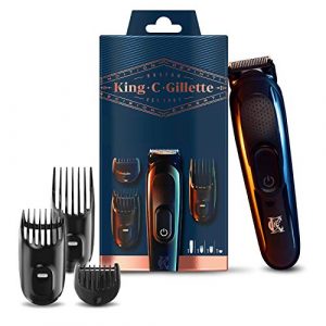 King C. Gillette Recortadora de Barba y Cortapelos Inalámbrica, con Cuchillas de Larga Duración + 3 Peines Intercambiables, Regalos Originales para Hombre