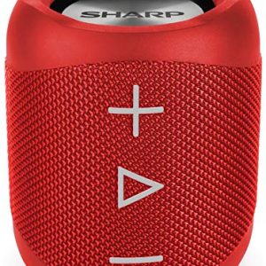 Sharp GX-BT180(RD) – Altavoz Bluetooth portátil 14 W estéreo, Bajos Profundos, hasta 10 Horas, Recargable, Impermeable IP56, micrófono para Llamadas, con Voice Assistant, Rojo