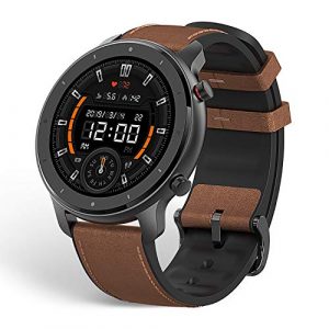 Amazfit GTR 47mm Reloj inteligente Smartwatch Deportivo AMOLED de 1.39″, GPS + GLONASS, Frecuencia cardíaca Continua de 24 Horas, Larga duración de batería, 12 Deportes Diferentes, Marrón – Aluminio