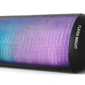 CLeverBright T900 Altavoz Portátil Bluetooth 5.0 con Luces de Ritmo de 7 Colores, Graves Profundos Estéreo TWS Sonido Envolvente de 360°, Micrófono Incorporado, AUX, para Exterior Viajes Fiesta Casa