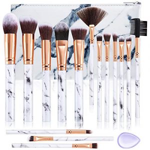 Brochas de maquillaje FILY DUAIU 15Pcs Set de Brochas Maquillaje Profesional Premium Sintético Pinceles Sombra de ojos Corrector Crema para cejas En polvo Mezcla con bolsa de cosméticos de mármol