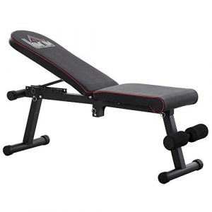 HOMCOM Banco de Musculación Plegable con Altura Ajustable y Ángulo del Respaldo Regulable de 6 Niveles para Levantamiento Abdominales 130x37x45-108 cm Negro