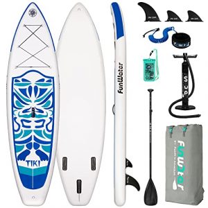 FunWater Juego de tabla de paddle surf hinchable, 320x83x15cm, ultraligera para todos niveles de dificultad, tabla paddle surf, remo ADJ, hinchador, mochila viaje ISUP, correa, bolsa impermeable