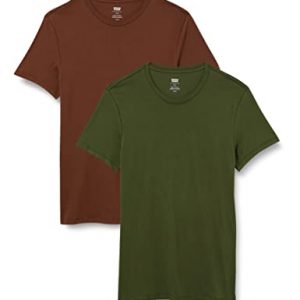 Levi’s Slim 2PK Crewneck 1 Two Pack Mossy GREE T-Shirt, Multi-Color, M 2 para Hombre