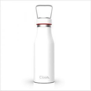 CLOEN Botella de Agua Acero Inoxidable, Aislamiento de Vacío, Triple Pared, Botellas de Frío/Caliente, Libre de BPA, Botella Reutilizable, Gimnasio, Deportes, Escolar, Bicicletas. by (Blanca)