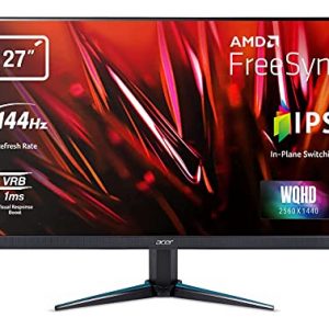 Acer Nitro VG270UPbmiipx – Monitor Gaming de 27″ WQHD 144Hz (68.6 cm, 2560×1440, Pantalla IPS LED 16:9, ZeroFrame, FreeSync, 1ms VRB, 350 nits, 2 HDMI, DP MM Audio out, Eco Display) – Color Negro