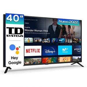 TD Systems – Smart TV Hey Google Official Assistant – Televisores 40 Pulgadas, Control por Voz, Chromecast, 3X HDMI, 2X USB. 3 años de garantía – K40DLC16GLE Modelo 2022