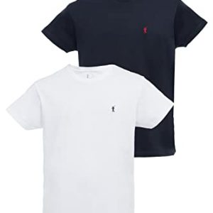 POLO CLUB Pack de Dos Camisetas Blanca y Azul Marino con Logo Bordado de Hombre