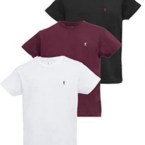POLO CLUB Pack Tres Camisetas Blanca Burdeos y Negra de Hombre