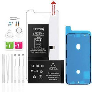 LTTZQO, Batería Recargable para iPhone X con 34% más de Capacidad 3650mah Alta Capacidad A1865, A1901, A1902 de Repuesto Reemplazo con Kit de Herramientas y Kit de reparación Cinta Adhesiva, Negro
