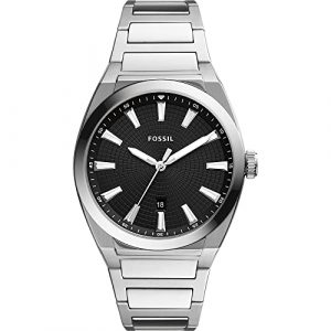 FOSSIL Reloj para hombre Everett de 3 agujas, caja de 42 mm, movimiento de cuarzo, correa de acero inoxidable