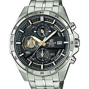 Casio EDIFICE Reloj en caja sólida, 10 BAR, Dorado/Negro, para Hombre, con Correa de Acero inoxidable, EFR-556D-1AVUEF