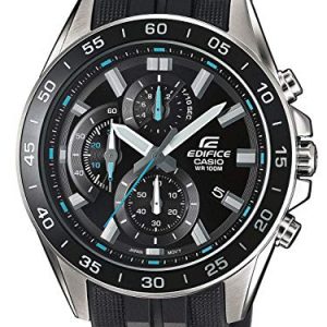 Casio EDIFICE Reloj en caja sólida de acero inoxidable, 10 BAR, Negro/Azul, para Hombre, con Correa de Resina, EFV-550P-1AVUEF