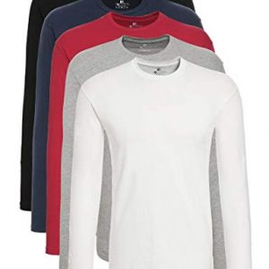 Lower East LE133 Camiseta de manga larga para Hombre, Negro/Blanco/Azul Marino/Gris/Rojo (Paquete de 5), L