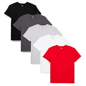 Lower East LE105 Camiseta para Hombre, Blanco/Negro/Gris/Hierro Forjado/Rojo (Paquete de 5), L