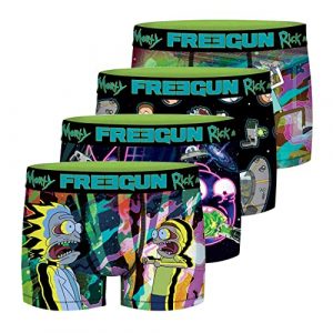 FREEGUN Calzoncillo Ropa Interior Hombre Microfibra Rick and Morty (Paquete de 4)