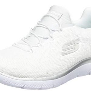 Skechers Summits Leopard Spot, Zapatillas Mujer, White/Silver, 38 EU