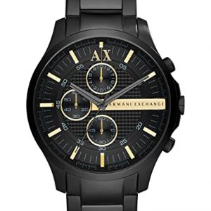Armani Exchange Reloj Cronógrafo Armani Exchange para Hombre, Reloj de Acero Inoxidable, Tamaño de Caja de 46 mm, Negro