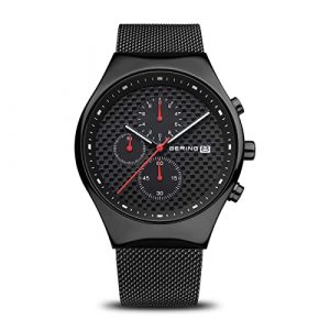 BERING Hombre Análoga Cuarzo Reloj de pulsera de colección con Acero inoxidable Pulsera und Cristal de zafiro , Negro/Negro