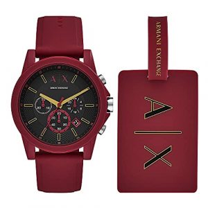 Armani Exchange Reloj Cronógrafo Armani Exchange para Hombre, Caja de 44 mm, Correa de Silicona, Roja