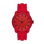 PUMA Reloj para hombre PUMA 2, tamaño de caja de 45 mm, movimiento de tres manos, correa de silicona, Rojo