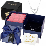 Joyhoop Rosa Eterna Rosa Sant Jordi Caja Regalo Giratoria, Rosa Caja de Joyería con Collar, Regalo Dia de la Madre Regalos Originales para Mujer, Regalos para Mama Aniversario Cumpleaños San Valentin.